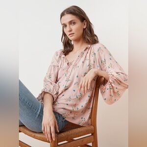 Velvet Sanderine Floral Print Peasant Top